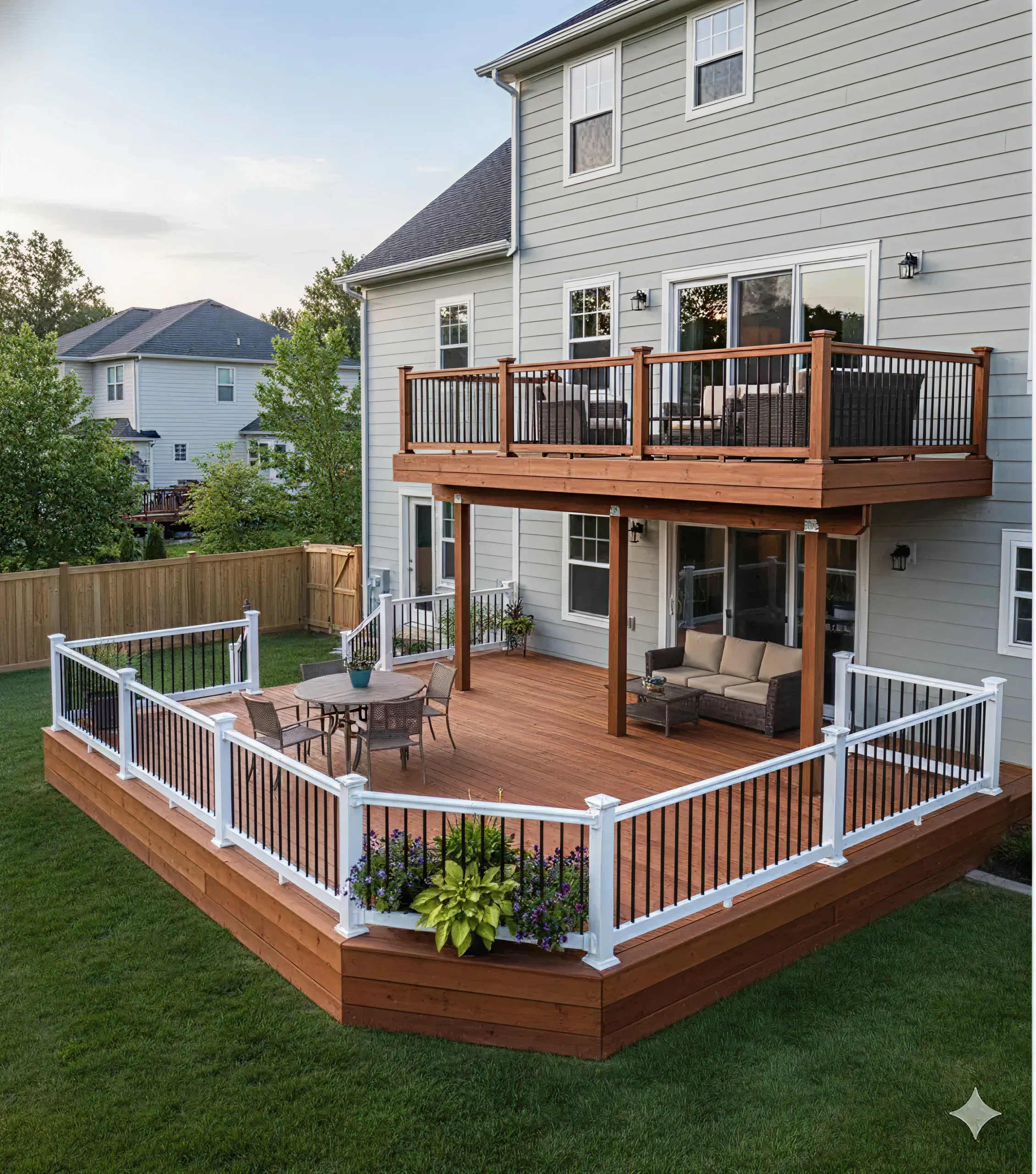 Wood deck builders in Sussex WI planning a custom backyard deck near Waukesha