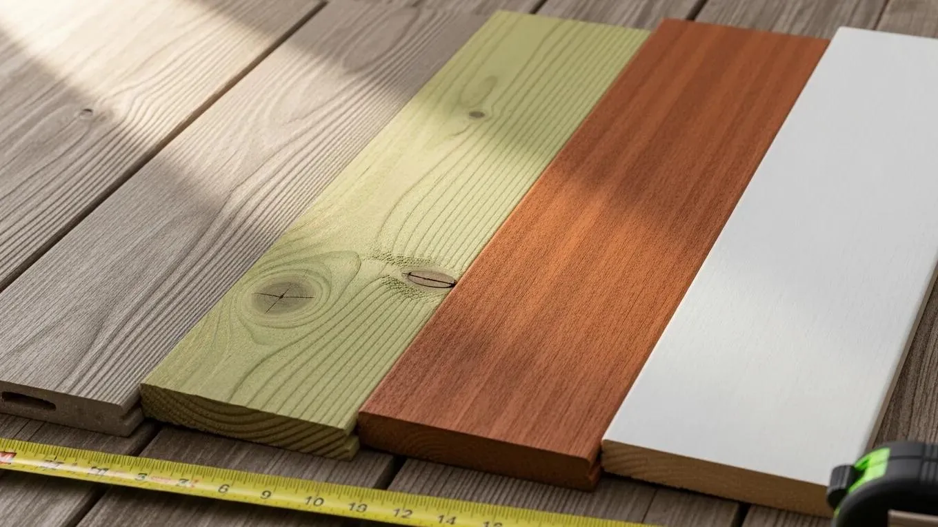 Wood decking materials in Sussex WI including pressure-treated lumber and hardwood boards