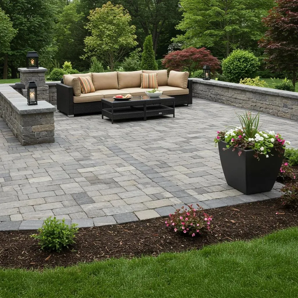 Professional patio builders Sussex WI creating a custom outdoor space near Merton