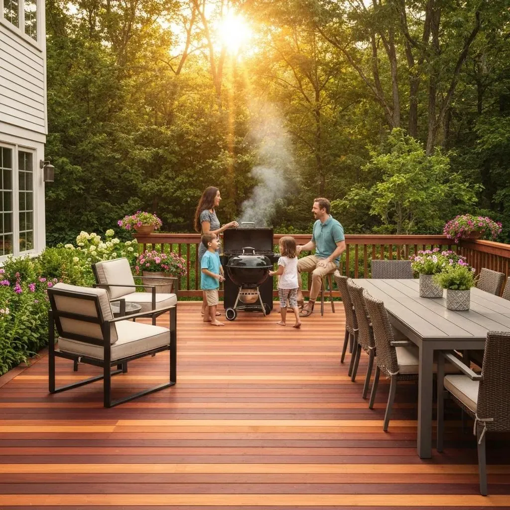 Diamond Decking LLC wood deck builder team crafting a backyard deck in Sussex WI